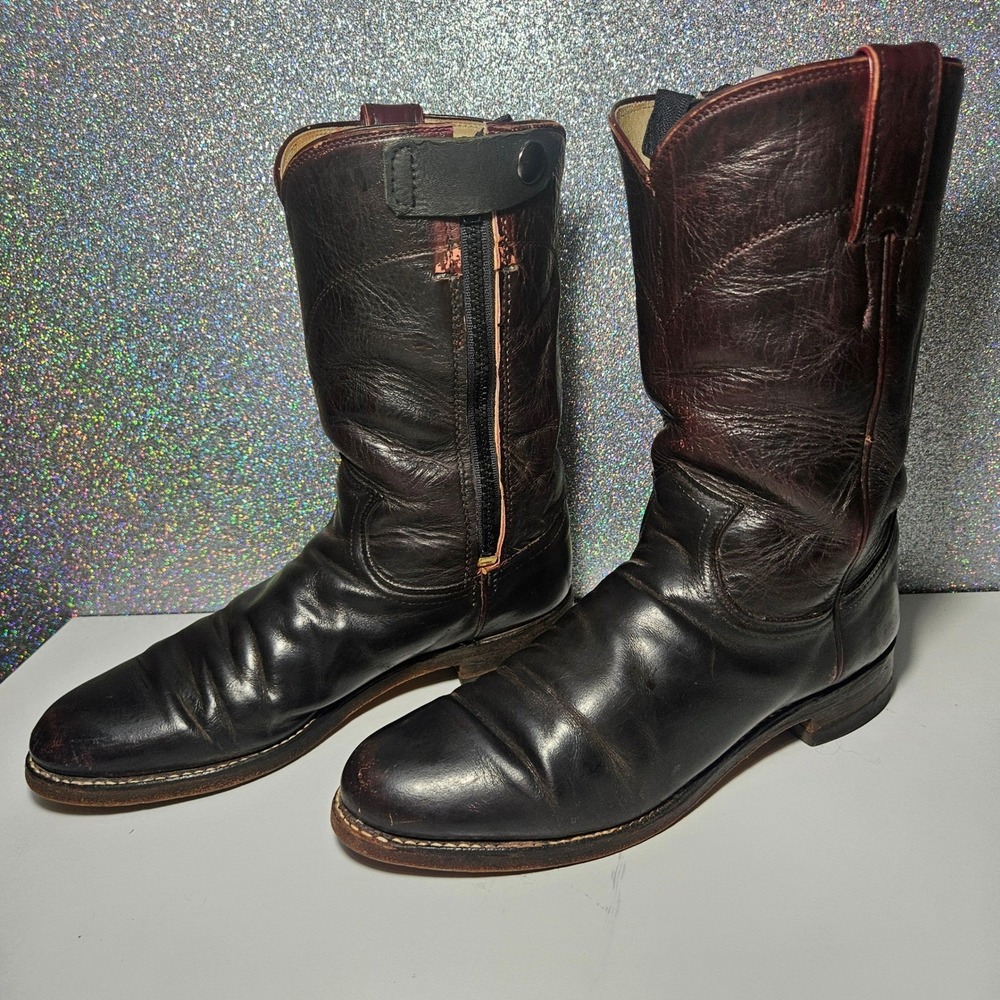 JUSTIN Vintage Women's Leather Western Cowboy Boots Mahogany Red Brown L3068 7B